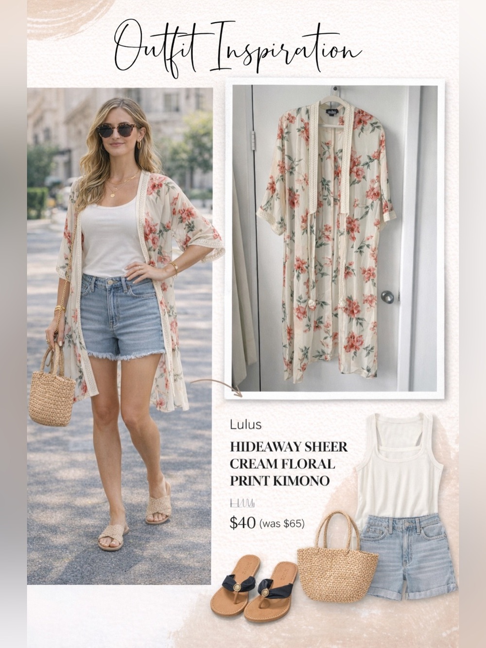 HIDEAWAY SHEER CREAM FLORAL PRINT KIMONO
LULUS